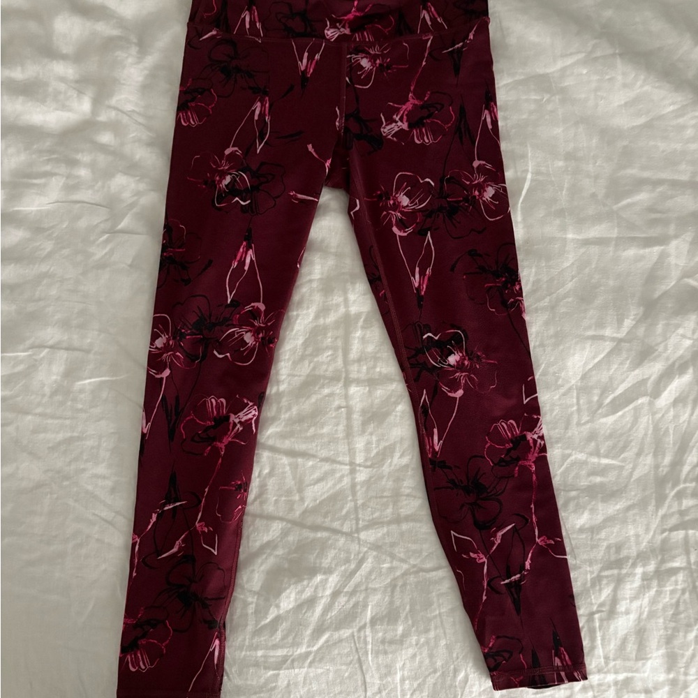 Fabletics Red and Pink Floral Leggings